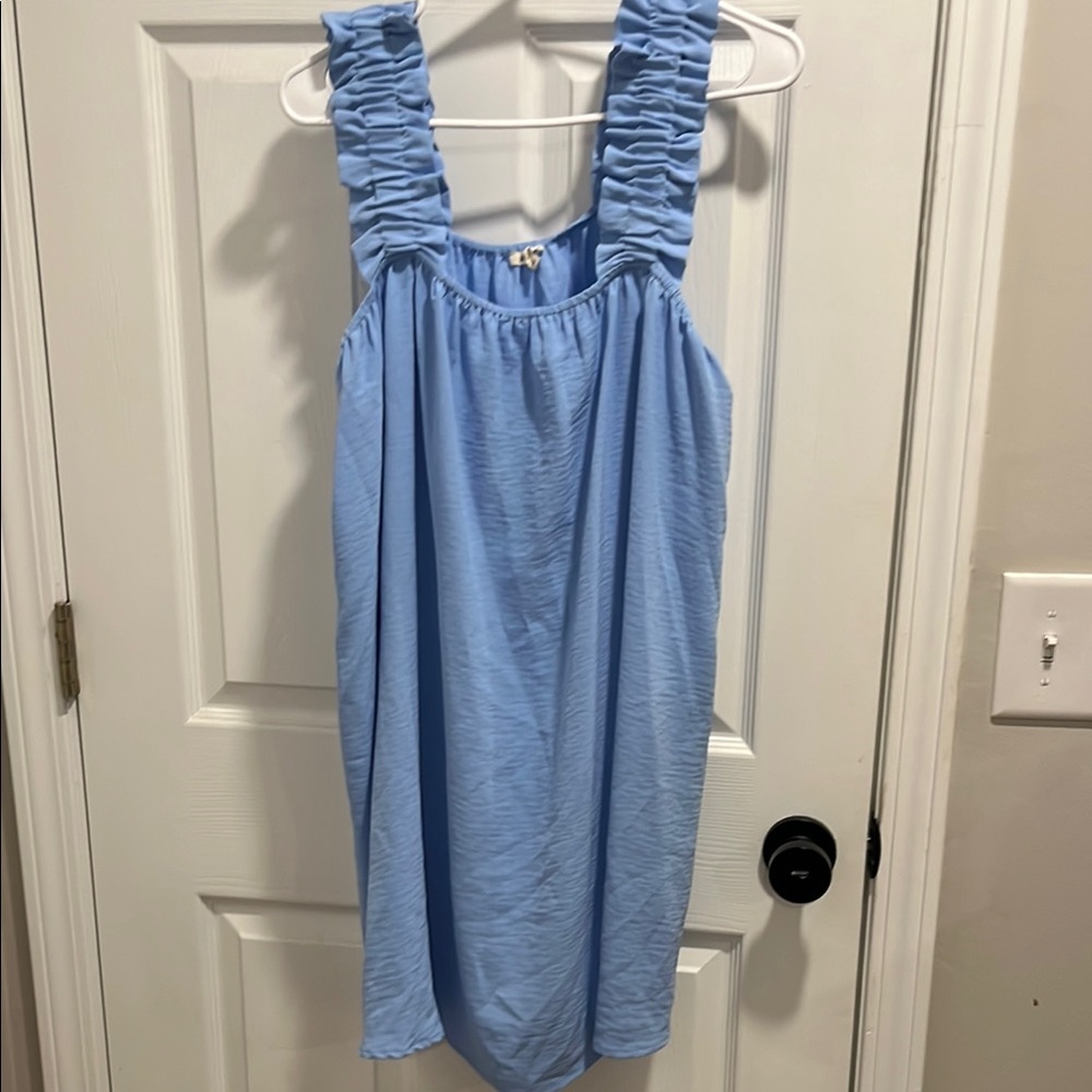 Light Blue Ruched Strap Dress